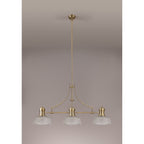 NLK03619 Louis 3 Light Telescopic Pendant With 26.5cm Prismatic Glass Shade Antique Brass/Clear