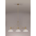 NLK03629 Louis 3 Light Telescopic Pendant With 33.5cm Prismatic Glass Shade Antique Brass/Clear