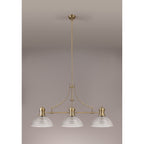 NLK03629 Louis 3 Light Telescopic Pendant With 33.5cm Prismatic Glass Shade Antique Brass/Clear