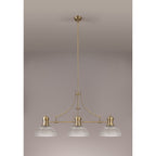 NLK03639 Louis 3 Light Telescopic Pendant With 30cm Prismatic Glass Shade Antique Brass/Clear
