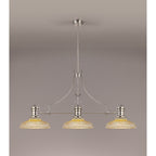 NLK03649 Louis 3 Light Telescopic Pendant With 30cm Round Glass Shade Polished Nickel/Amber