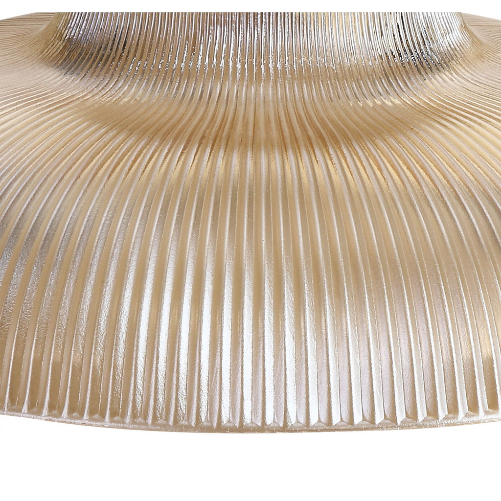 NLK03649 Louis 3 Light Telescopic Pendant With 30cm Round Glass Shade Polished Nickel/Amber