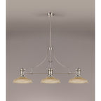 NLK03649 Louis 3 Light Telescopic Pendant With 30cm Round Glass Shade Polished Nickel/Amber