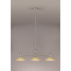NLK03649 Louis 3 Light Telescopic Pendant With 30cm Round Glass Shade Polished Nickel/Amber