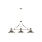 NLK03659 Louis 3 Light Telescopic Pendant With 30cm Round Glass Shade Polished Nickel/Smoked