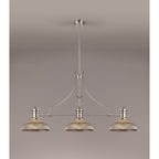 NLK03659 Louis 3 Light Telescopic Pendant With 30cm Round Glass Shade Polished Nickel/Smoked