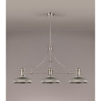 NLK03659 Louis 3 Light Telescopic Pendant With 30cm Round Glass Shade Polished Nickel/Smoked