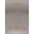 NLK03659 Louis 3 Light Telescopic Pendant With 30cm Round Glass Shade Polished Nickel/Smoked