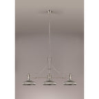 NLK03659 Louis 3 Light Telescopic Pendant With 30cm Round Glass Shade Polished Nickel/Smoked