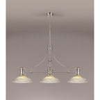 NLK03669 Louis 3 Light Telescopic Pendant With 30cm Round Glass Shade Polished Nickel/Clear