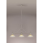 NLK03669 Louis 3 Light Telescopic Pendant With 30cm Round Glass Shade Polished Nickel/Clear
