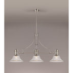 NLK03679 Louis 3 Light Telescopic Pendant With 30cm Bell Glass Shade Polished Nickel/Clear