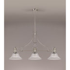 NLK03679 Louis 3 Light Telescopic Pendant With 30cm Bell Glass Shade Polished Nickel/Clear