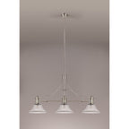 NLK03679 Louis 3 Light Telescopic Pendant With 30cm Bell Glass Shade Polished Nickel/Clear