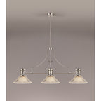 NLK03689 Louis 3 Light Telescopic Pendant With 30cm Cone Glass Shade Polished Nickel/Clear