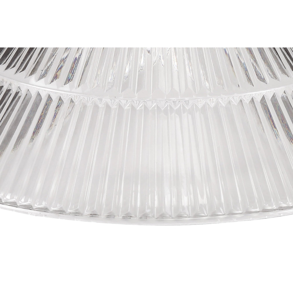 NLK03689 Louis 3 Light Telescopic Pendant With 30cm Cone Glass Shade Polished Nickel/Clear