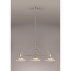 NLK03689 Louis 3 Light Telescopic Pendant With 30cm Cone Glass Shade Polished Nickel/Clear