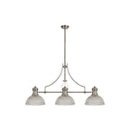 NLK03699 Louis 3 Light Telescopic Pendant With 30cm Dome Glass Shade Polished Nickel/Clear