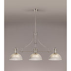 NLK03699 Louis 3 Light Telescopic Pendant With 30cm Dome Glass Shade Polished Nickel/Clear