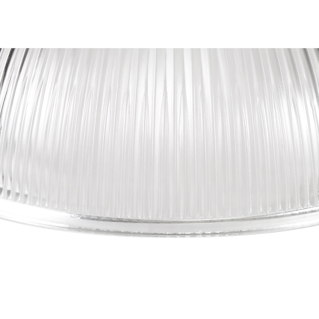 NLK03699 Louis 3 Light Telescopic Pendant With 30cm Dome Glass Shade Polished Nickel/Clear