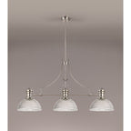 NLK03699 Louis 3 Light Telescopic Pendant With 30cm Dome Glass Shade Polished Nickel/Clear