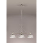 NLK03699 Louis 3 Light Telescopic Pendant With 30cm Dome Glass Shade Polished Nickel/Clear