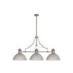 NLK03709 Louis 3 Light Telescopic Pendant With 38cm Dome Glass Shade Polished Nickel/Clear