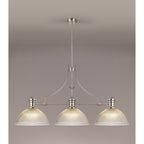 NLK03709 Louis 3 Light Telescopic Pendant With 38cm Dome Glass Shade Polished Nickel/Clear