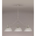 NLK03709 Louis 3 Light Telescopic Pendant With 38cm Dome Glass Shade Polished Nickel/Clear