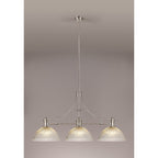 NLK03709 Louis 3 Light Telescopic Pendant With 38cm Dome Glass Shade Polished Nickel/Clear