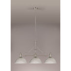 NLK03709 Louis 3 Light Telescopic Pendant With 38cm Dome Glass Shade Polished Nickel/Clear