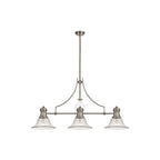 NLK03729 Louis 3 Light Telescopic Pendant With 30cm Smooth Bell Glass Shade Polished Nickel/Clear