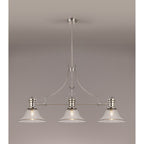NLK03729 Louis 3 Light Telescopic Pendant With 30cm Smooth Bell Glass Shade Polished Nickel/Clear