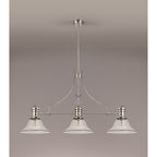 NLK03729 Louis 3 Light Telescopic Pendant With 30cm Smooth Bell Glass Shade Polished Nickel/Clear