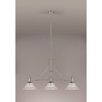 NLK03729 Louis 3 Light Telescopic Pendant With 30cm Smooth Bell Glass Shade Polished Nickel/Clear