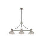 NLK03739 Louis 3 Light Telescopic Pendant With 26.5cm Prismatic Glass Shade Polished Nickel/Clear