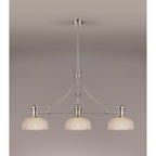 NLK03739 Louis 3 Light Telescopic Pendant With 26.5cm Prismatic Glass Shade Polished Nickel/Clear