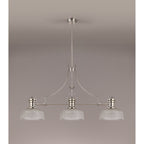 NLK03739 Louis 3 Light Telescopic Pendant With 26.5cm Prismatic Glass Shade Polished Nickel/Clear