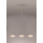 NLK03739 Louis 3 Light Telescopic Pendant With 26.5cm Prismatic Glass Shade Polished Nickel/Clear