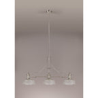 NLK03739 Louis 3 Light Telescopic Pendant With 26.5cm Prismatic Glass Shade Polished Nickel/Clear