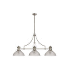 NLK03749 Louis 3 Light Telescopic Pendant With 33.5cm Prismatic Glass Shade Polished Nickel/Clear