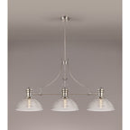 NLK03749 Louis 3 Light Telescopic Pendant With 33.5cm Prismatic Glass Shade Polished Nickel/Clear