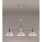 NLK03749 Louis 3 Light Telescopic Pendant With 33.5cm Prismatic Glass Shade Polished Nickel/Clear