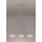 NLK03749 Louis 3 Light Telescopic Pendant With 33.5cm Prismatic Glass Shade Polished Nickel/Clear