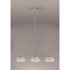 NLK03749 Louis 3 Light Telescopic Pendant With 33.5cm Prismatic Glass Shade Polished Nickel/Clear