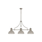 NLK03759 Louis 3 Light Telescopic Pendant With 30cm Prismatic Glass Shade Polished Nickel/Clear