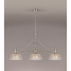 NLK03759 Louis 3 Light Telescopic Pendant With 30cm Prismatic Glass Shade Polished Nickel/Clear