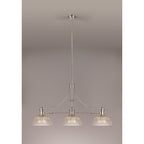 NLK03759 Louis 3 Light Telescopic Pendant With 30cm Prismatic Glass Shade Polished Nickel/Clear
