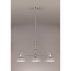 NLK03759 Louis 3 Light Telescopic Pendant With 30cm Prismatic Glass Shade Polished Nickel/Clear