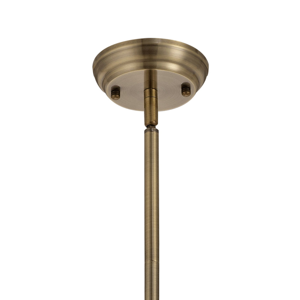 NLK04519 Louis/Umbrian 1 Light Telescopic Pendant With 30cm Tiffany Shade Antique Brass/Amber/Chrome/Crystal